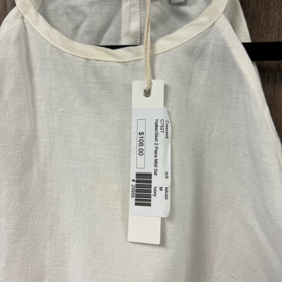 CRESCENT Linen Blend Halter Top Ivory Size Medium NWT - Picture 5 of 8